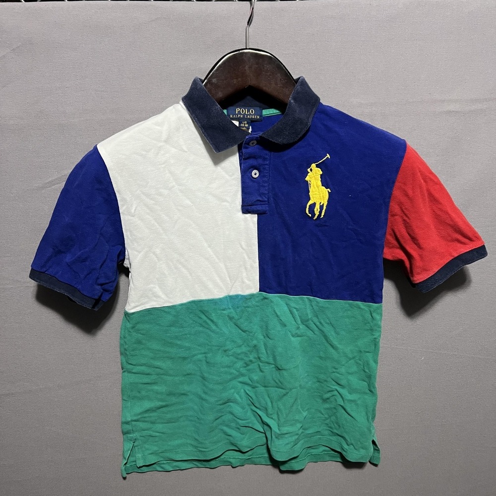 Polo Ralph Lauren Polo Shirt Boys 14-16 Multicolor Colorblock Big Pony Logo